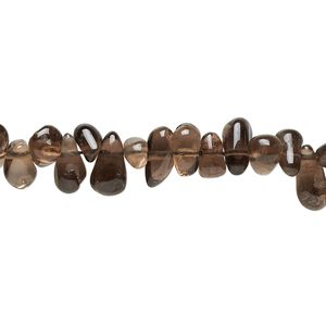 Smoky quartz 1pkg1, hand-cut top-drilled teardrop bead 14 inch 5x3mm-9x5mm