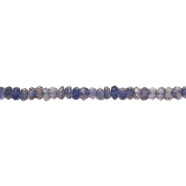 Bead, iolite (natural), 3x1mm-4x3mm hand-cut faceted rondelle, B grade, Mohs hardness 7 to 7-1/2. Sold per 13-inch strand, approximately 180 beads. image number 0