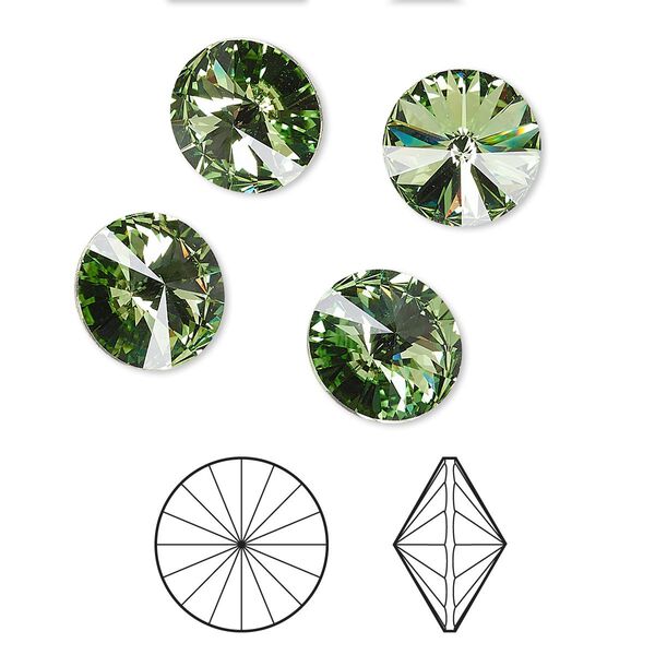 Chaton 4pk peridot foil back, Crystal Passions® 10.54-10.91mm rivoli SS47 1122 image number 0