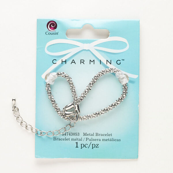 Chain, silver-finished brass and steel, 3.6mm lantern, 8 inches with 2-1/2 inch extender chain and lobster claw clasp. Sold individually. image number 0