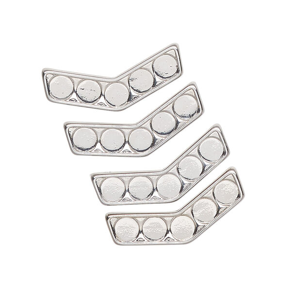 Bead spacer brass 4pk 21x8mm 3-strand chevron fits up to 8mm beads, antique silver finish image number 0