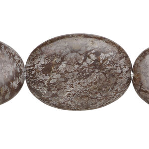 Brown snowflake jasper 1pkg1, puffed oval bead natural, 15 inch 31x22mm-32x23mm