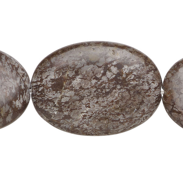 Brown snowflake jasper 1pkg1, puffed oval bead natural, 15 inch 31x22mm-32x23mm image number 0