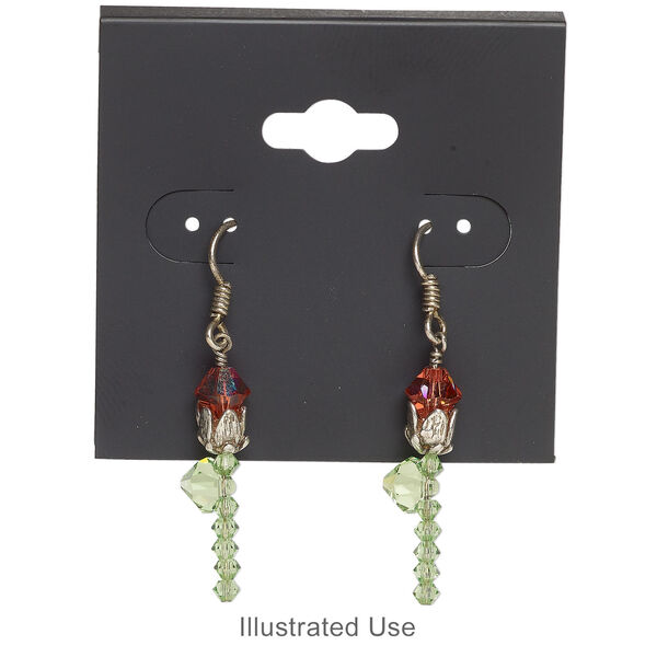 Earring card, PVC plastic, opaque black, 2x2 inch square. Sold per pkg of 100. image number 3