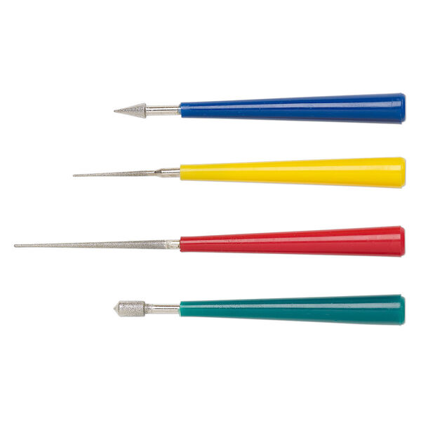 Bead reamer, steel and acrylic, diamond dust coated. Sold per 4-piece set. image number 0