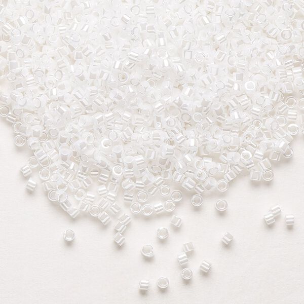 Seed bead, Delica®, glass, pkg/7.5g, #11 round, opaque luster white pearl (DB-0201). image number 0