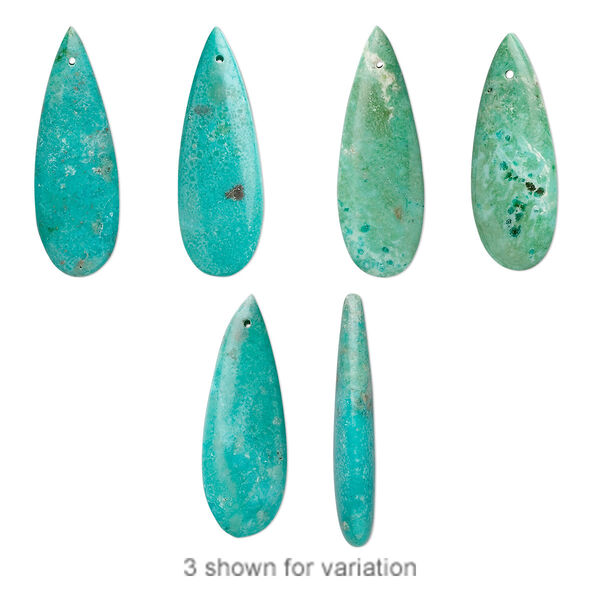 Focal, turquoise (dyed / stabilized), blue-green, 20x10mm teardrop, B grade, Mohs hardness 5 to 6. Sold per pkg of 2. image number 0