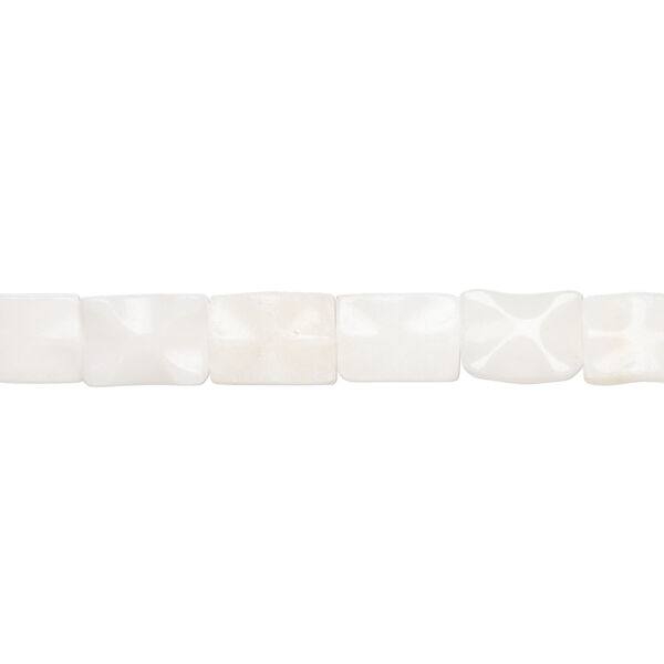Snow quartz 1pkg1, textured wavy flat rectangle bead, 15 inch 33x24mm-34x24mm image number 1