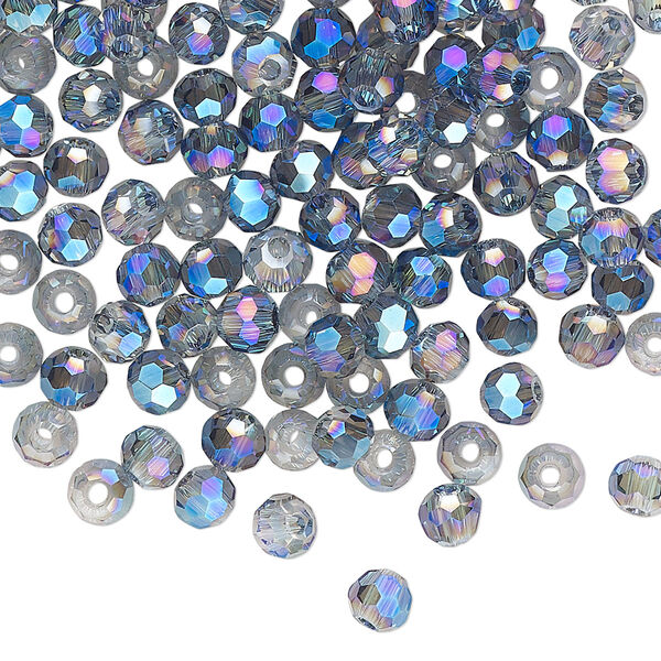 Bead 144pk crystal blue shadow, Celestial Crystal® 4mm round image number 0
