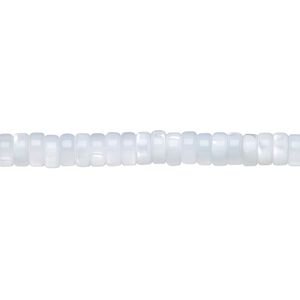 Bead, mother-of-pearl shell (dyed), blue, 5x2mm heishi, Mohs hardness 3-1/2. Sold per 15-1/2 to 16-inch strand.