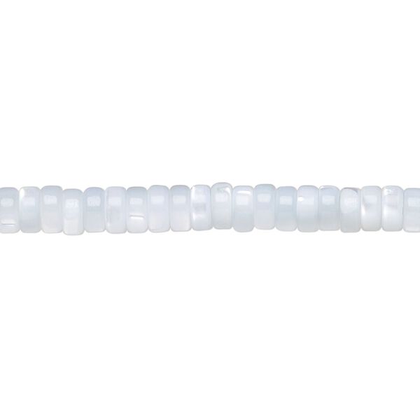 Bead, mother-of-pearl shell (dyed), blue, 5x2mm heishi, Mohs hardness 3-1/2. Sold per 15-1/2 to 16-inch strand. image number 0