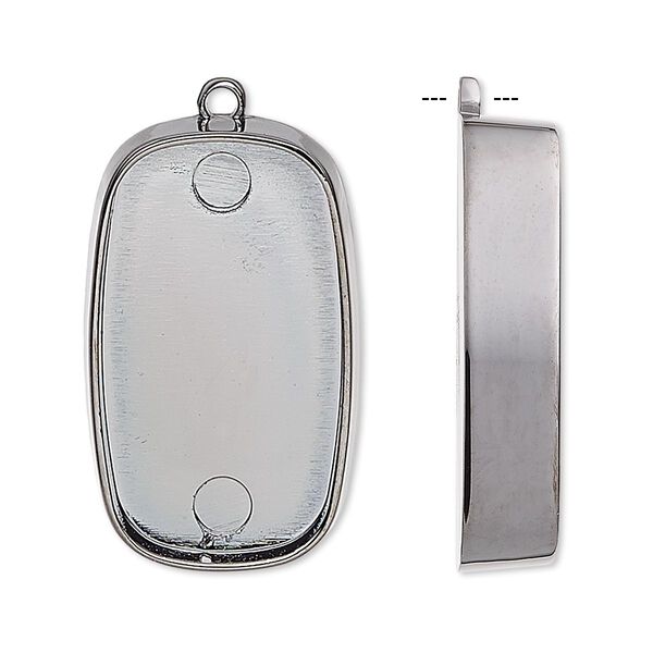 Focal, gunmetal-plated "pewter" (zinc-based alloy), 30x18mm rounded rectangle with 28x16mm non-calibrated rectangle setting. Sold individually. image number 0