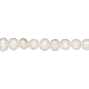Pearl, cultured freshwater (bleached), pkg/15.5 to 16 inches, 5-6mm semi-round, D grade.