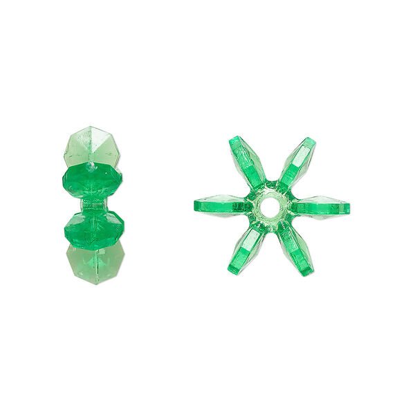 Bead, acrylic, transparent green, 14x5mm paddle wheel. Sold per pkg of 500. image number 0