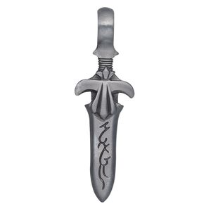 Pendant, "pewter" (zinc-based alloy), 57x17mm sword. Sold individually.