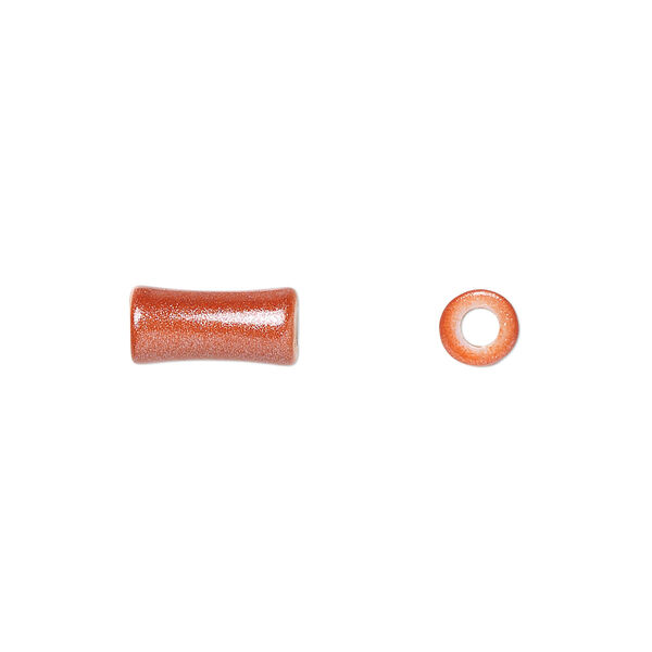 Bead, acrylic, pearlized orange, 12x6mm bamboo, 2.5mm hole. Sold per pkg of 500. image number 0