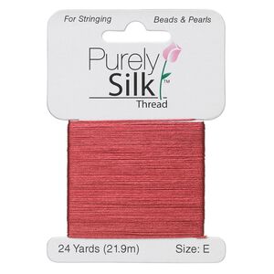 Thread, Purely Silk™, maroon, size E. Sold per 24-yard card.