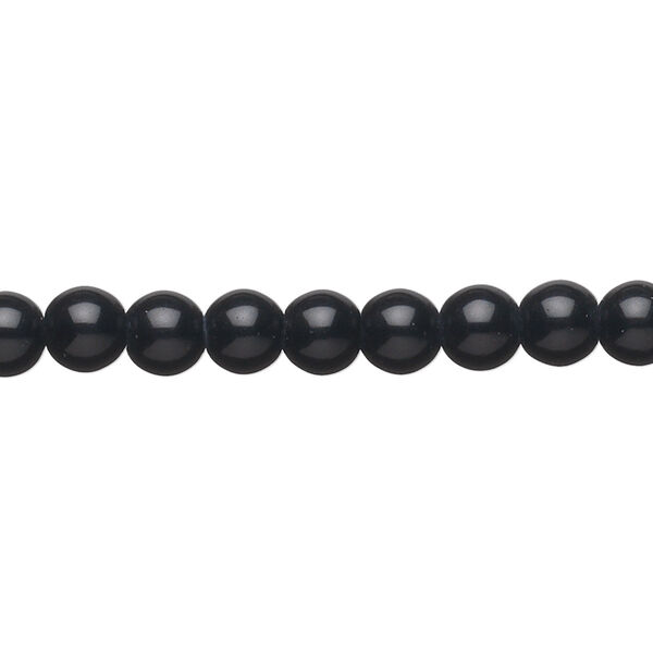 Black obsidian 1pkg1, round bead natural 15 inch 5-6mm image number 0