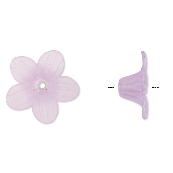 Component, acrylic, frosted light purple, 24x10mm flower. Sold per pkg of 50. image number 0