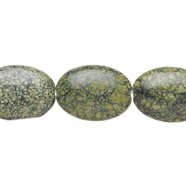 Russian serpentine 1pkg1, puffed oval bead natural, 15 inch 17x13mm-18x14mm image number 0
