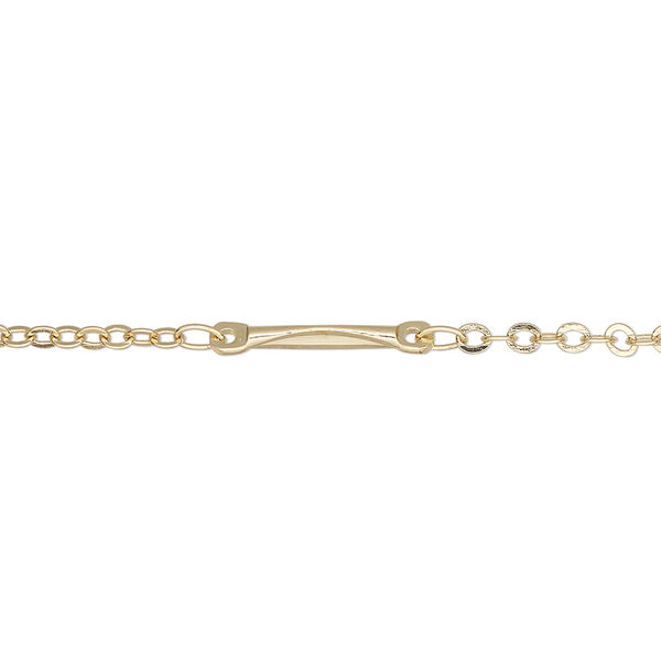 Chain, gold-finished brass, 2mm bar and link, 5 inches. Sold individually. image number 0