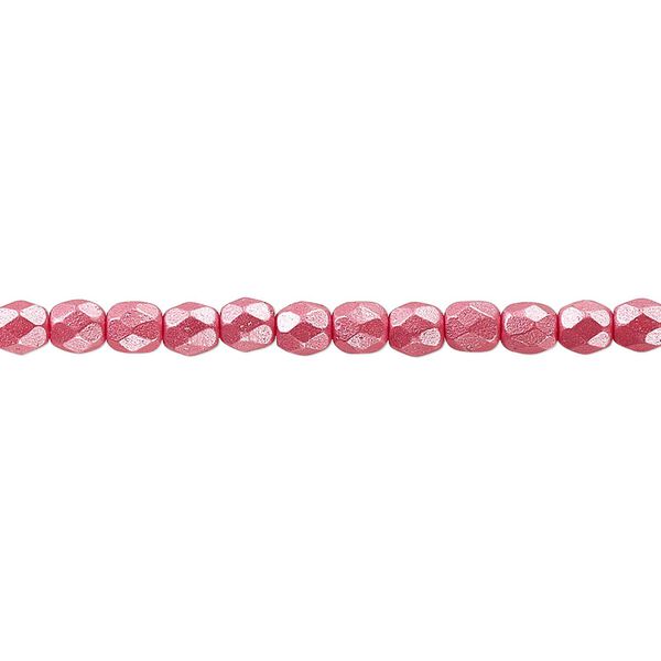 Bead, Czech fire-polished dipped décor glass, pearlescent dusty rose, 4mm faceted round. Sold per 15-1/2" to 16" strand. image number 0
