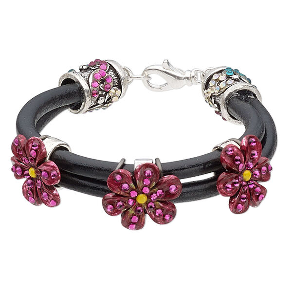Bracelet, One of a Kind Jewelry, pink and brown, 6-1/2 inches. Only one available. image number 0