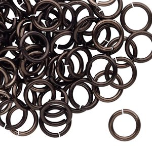 Jump ring, anodized tempered aluminum, brown, 10mm round, 7.2mm inside diameter, 15 gauge. Sold per pkg of 100.