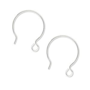Ear wire French hook 1pkg20 sterling silver, 20mm / open loop, 21 gauge 10 pair