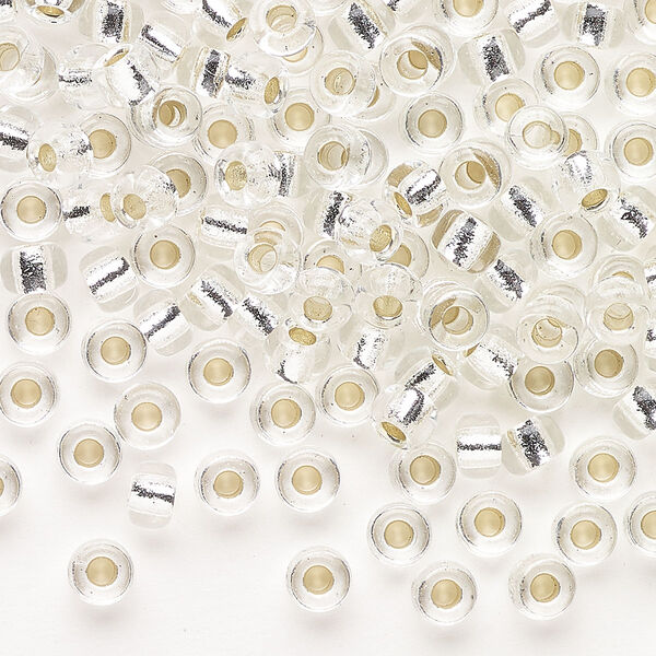 Seed bead, Miyuki, glass, pkg/25g, #6 rocaille, transparent silver-lined crystal clear, (RR-131S). image number 0
