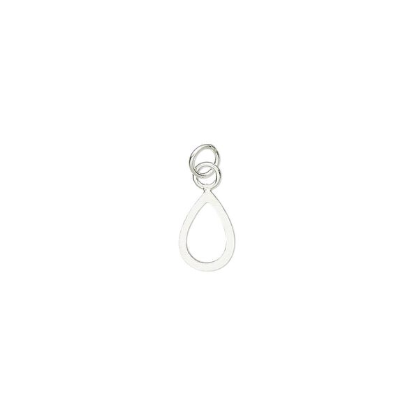 Drop, sterling silver, 7x5mm open teardrop with 3mm closed jump ring. Sold individually. image number 0