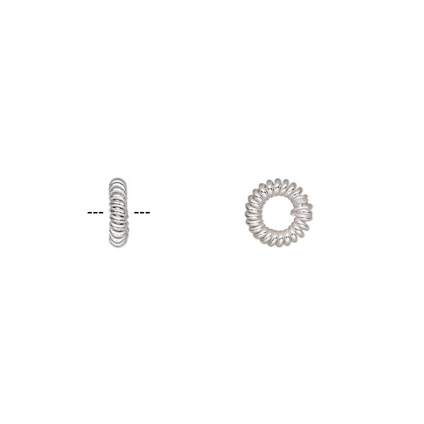 Bead, silver-plated copper, 7x2mm twisted rondelle. Sold per pkg of 50. image number 0