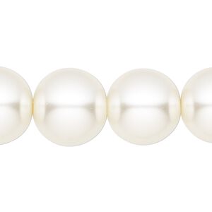 Bead, glass pearl, vanilla white, 16mm round. Sold per 16-inch strand.