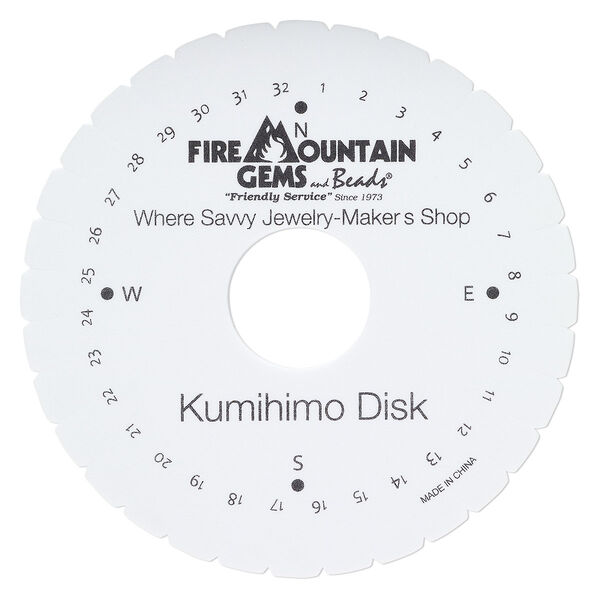 Kumihimo disk, EVA foam, white and black, 6-inch round and 3/8 inch thick with 1-1/2 inch inside hole and 32 slots. Sold individually. image number 0