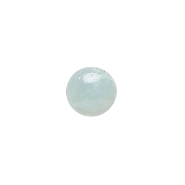 Cabochon, aquamarine (heated), 12mm hand-cut calibrated round, C grade, Mohs hardness 7-1/2 to 8. Sold individually. image number 0