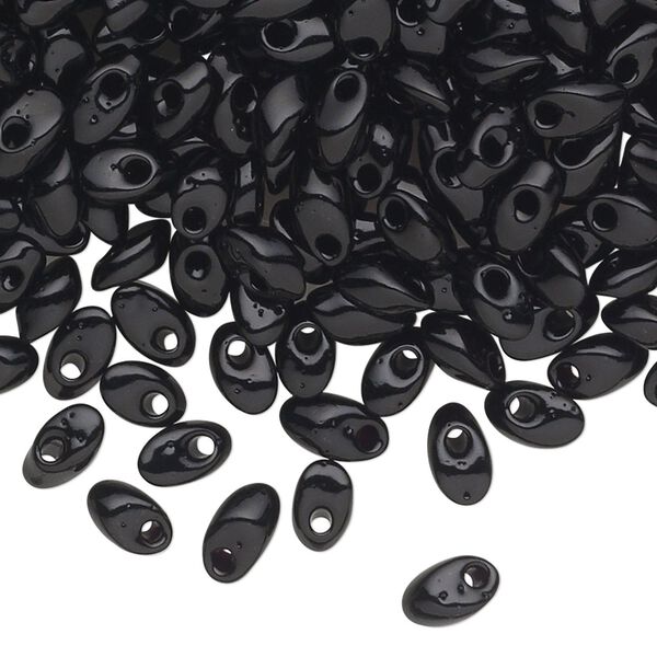 Seed bead, Miyuki, glass, pkg/50g, 7x4mm long magatama, opaque black (LMA-401). image number 0