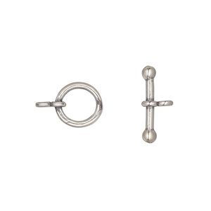Clasp toggle 1pkg1 sterling silver, 10mm round, 1-strand