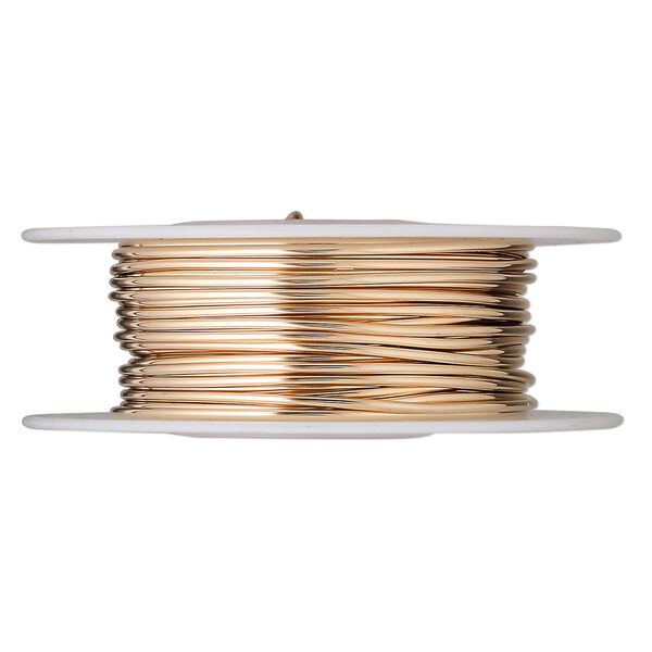 Wire, 14Kt gold-filled, half-hard, round, 20 gauge. Sold per pkg of 5 feet. image number 0