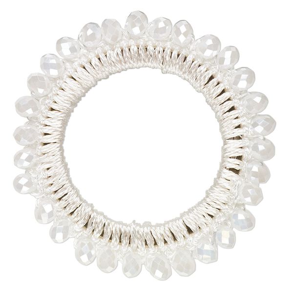 Focal, glass / nylon / steel, white AB, 45mm beaded open round. Sold per pkg of 4. image number 0