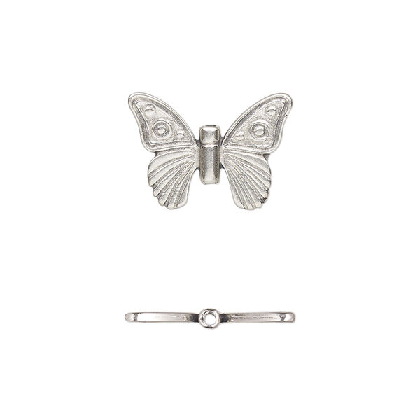 Bead, JBB Findings, antiqued sterling silver, 17x13mm butterfly. Sold individually. image number 0