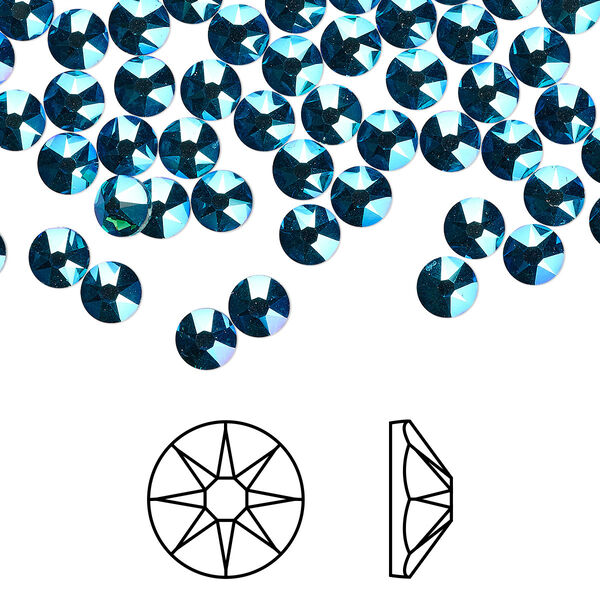 Flat back 144pk blue zircon shimmer foil back, Crystal Passions® 3.8-4mm rose round SS16 2088 image number 0