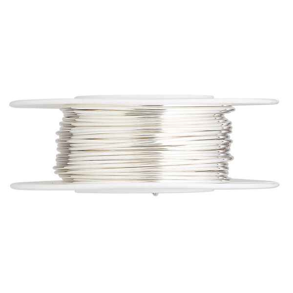 Wire, sterling silver, full-hard, round, 20 gauge. Sold per 25-foot spool. image number 0