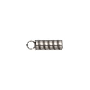 Cord coil, glue-in, stainless steel, 11x4mm with loop, 3mm inside diameter. Sold per pkg of 20.
