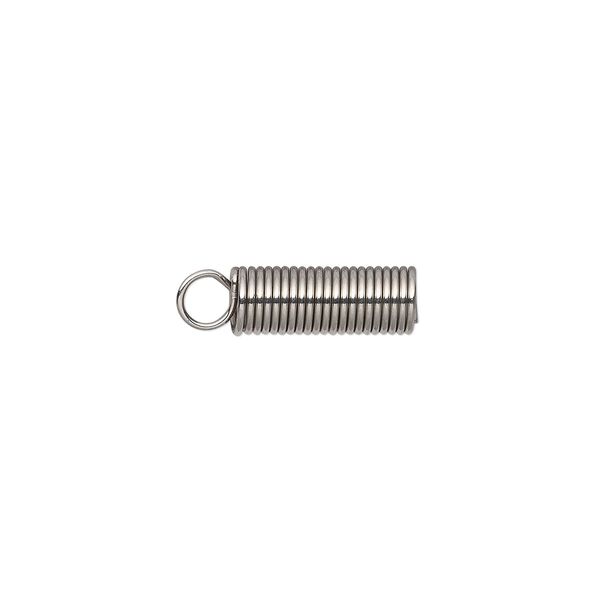 Cord coil, glue-in, stainless steel, 11x4mm with loop, 3mm inside diameter. Sold per pkg of 20. image number 0