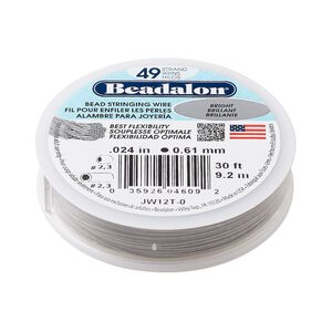 Wire, Beadalon®, nylon and stainless steel, bright, 49 strand, 0.024-inch diameter. Sold per 30-foot spool.