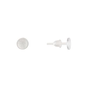 Earstud 1pkg20, 6mm flat pad / 6mm round setting / earnuts, acrylic 10 pair