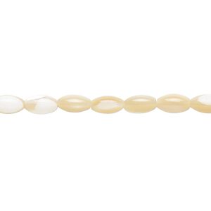 Bead, mother-of-pearl shell (natural), 7x4mm oval, Mohs hardness 3-1/2. Sold per 15-1/2" to 16" strand.