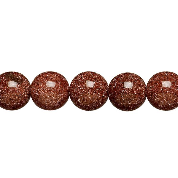 Bead, brown goldstone (glass) (man-made), 10mm round. Sold per 15-1/2" to 16" strand. image number 0