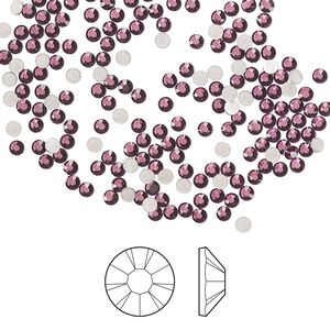 Flat back 1440pk amethyst foil back, Preciosa MAXIMA Czech crystal hotfix rhinestone 1.9-2.1mm chaton rose round SS6