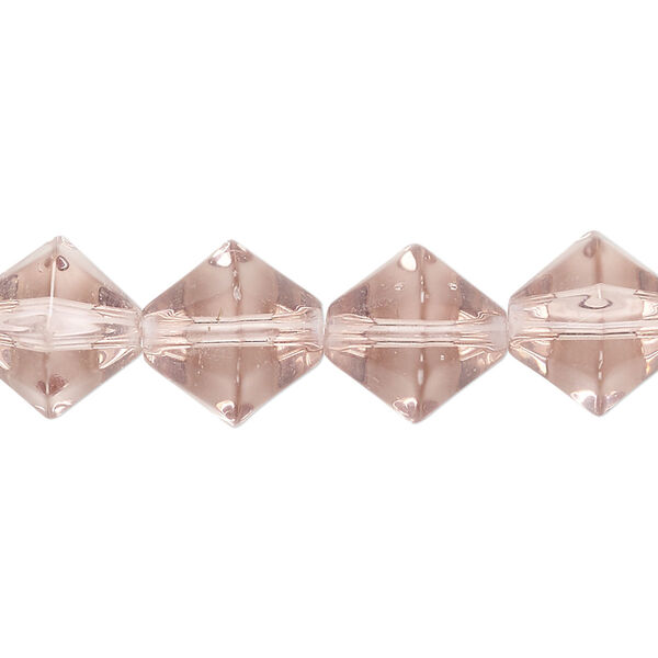 Bead, glass, transparent light plum, 12x11mm-13x12mm faceted bicone. Sold per 13-inch strand, approximately 25 beads. image number 0